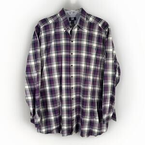 Cutter & Buck Men's Size XLT Long Sleeve Button-down Purple Plaid Shirt